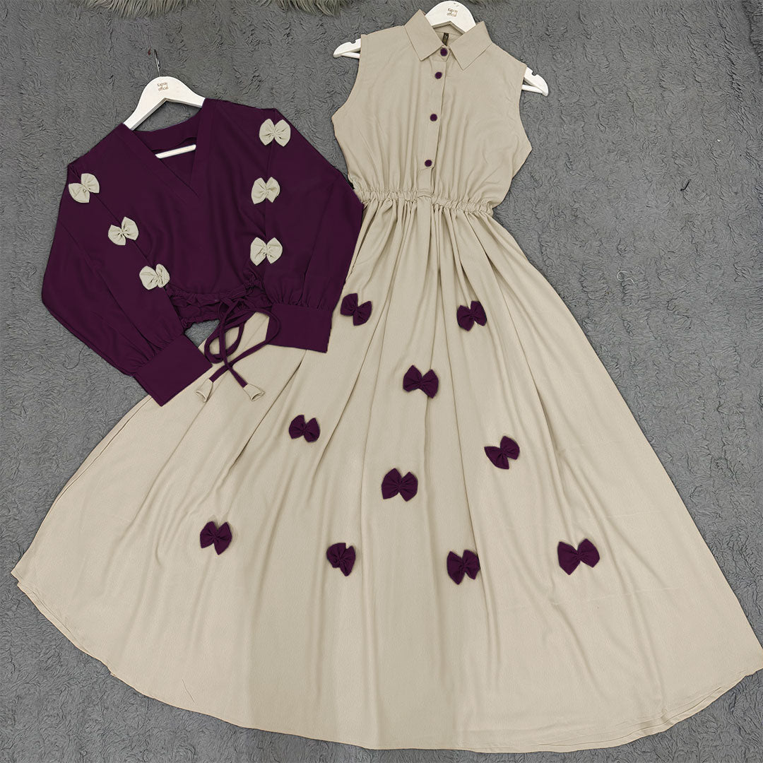 Classic Wine Bow Embellished Maxi