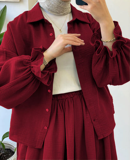 Muslin-Feel Textured Georgette 3-Piece Set – Soft & Breathable