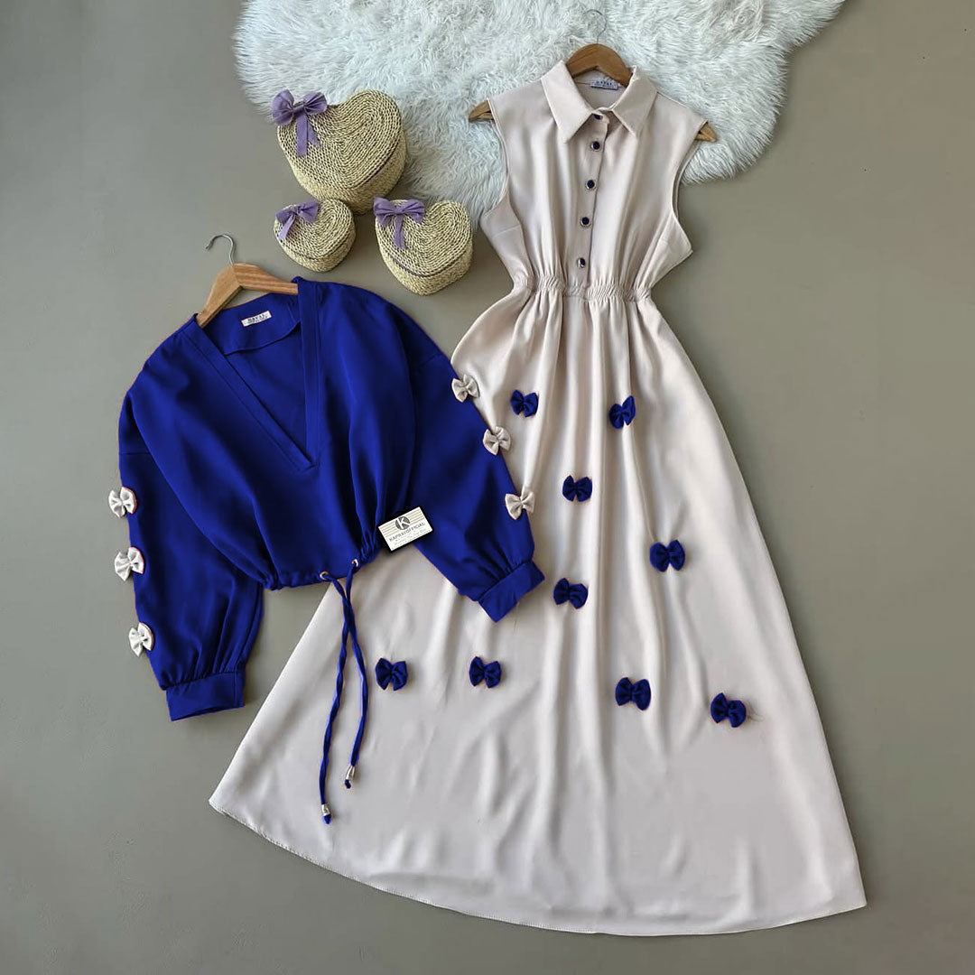 Classic Wine Bow Embellished Maxi 2-Piece