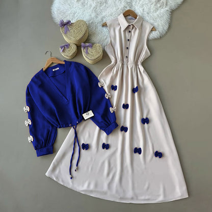 Classic Wine Bow Embellished Maxi 2-Piece