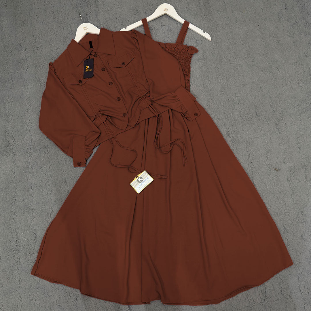 Chic 2-Piece Layered Dress with Adjustable Ribbon Style