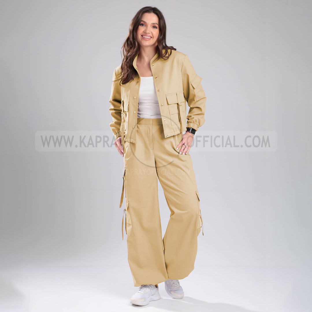 Women’s Cargo Jacket & Wide-Leg Pants Co-ord Set