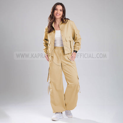 Women’s Cargo Jacket & Wide-Leg Pants Co-ord Set