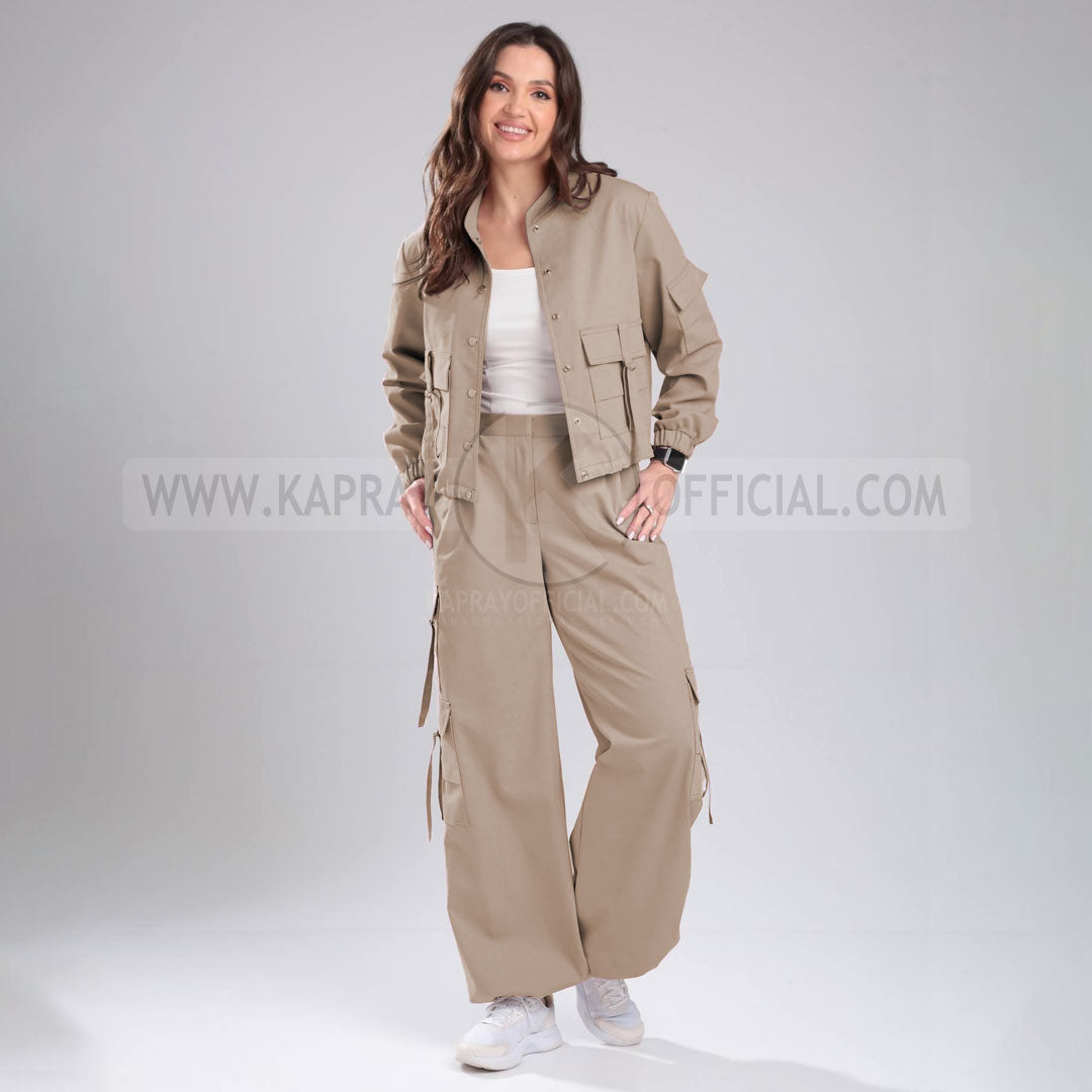 Women’s Cargo Jacket & Wide-Leg Pants Co-ord Set
