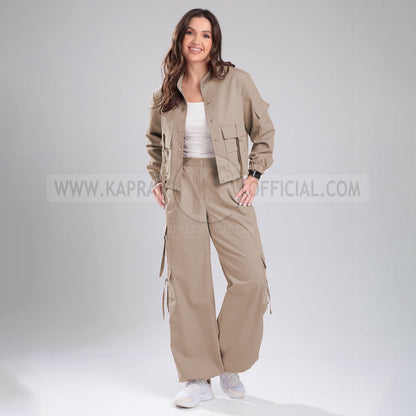 Women’s Cargo Jacket & Wide-Leg Pants Co-ord Set