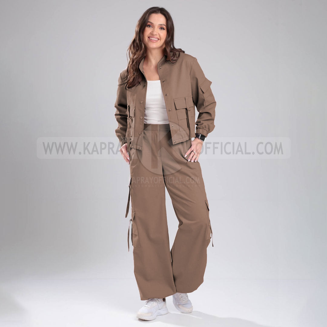 Women’s Cargo Jacket & Wide-Leg Pants Co-ord Set