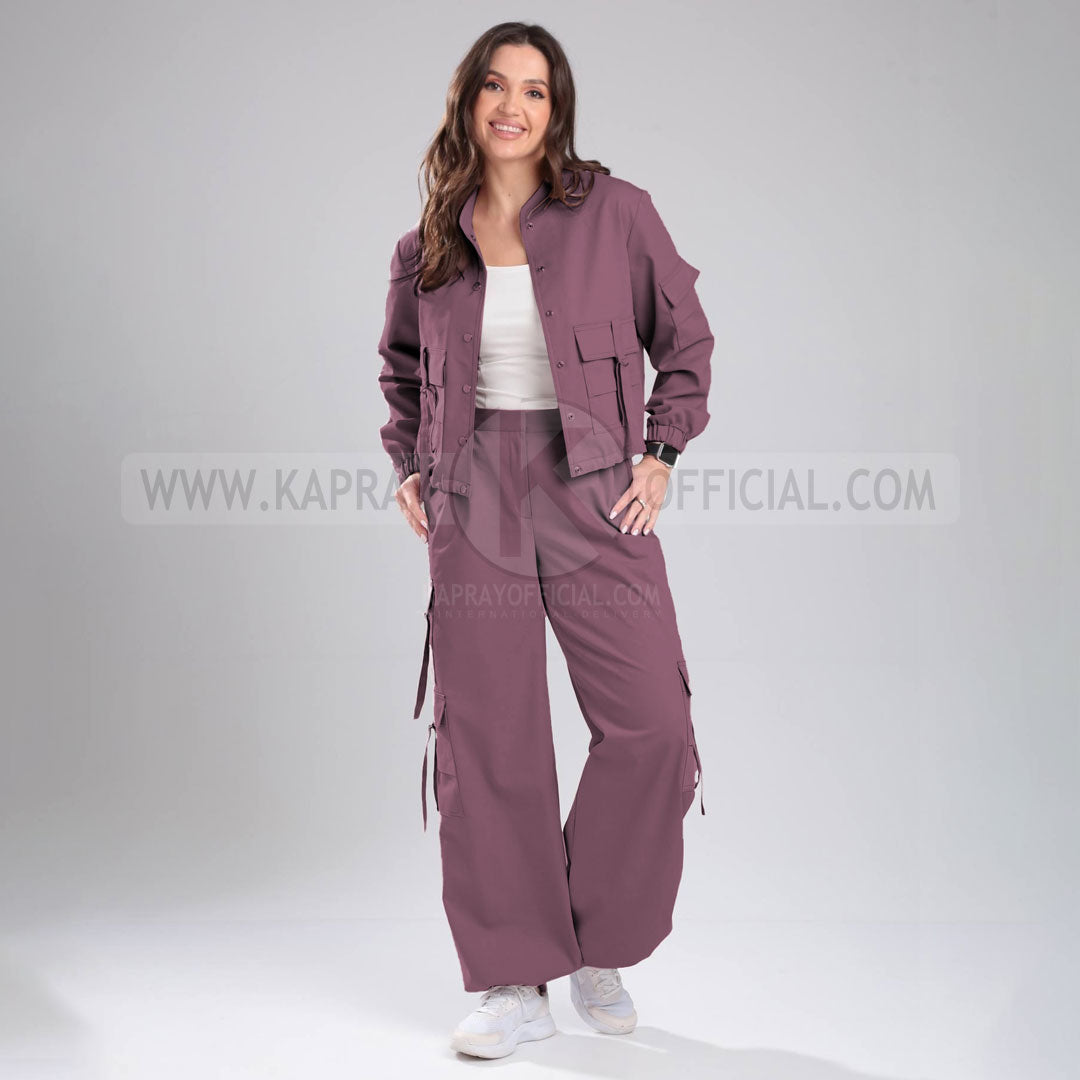 Women’s Cargo Jacket & Wide-Leg Pants Co-ord Set
