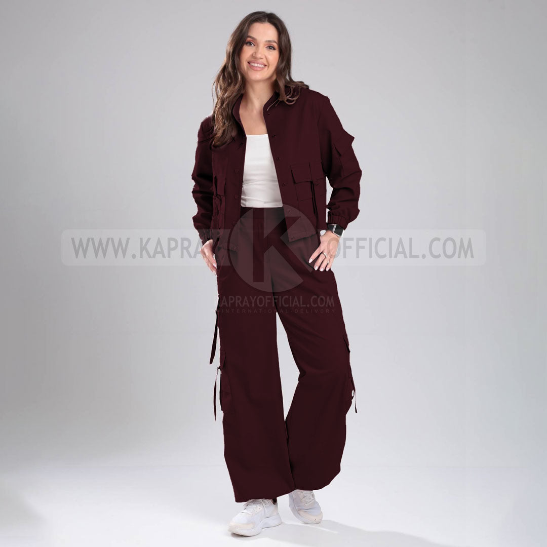 Women’s Cargo Jacket & Wide-Leg Pants Co-ord Set