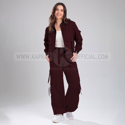 Women’s Cargo Jacket & Wide-Leg Pants Co-ord Set