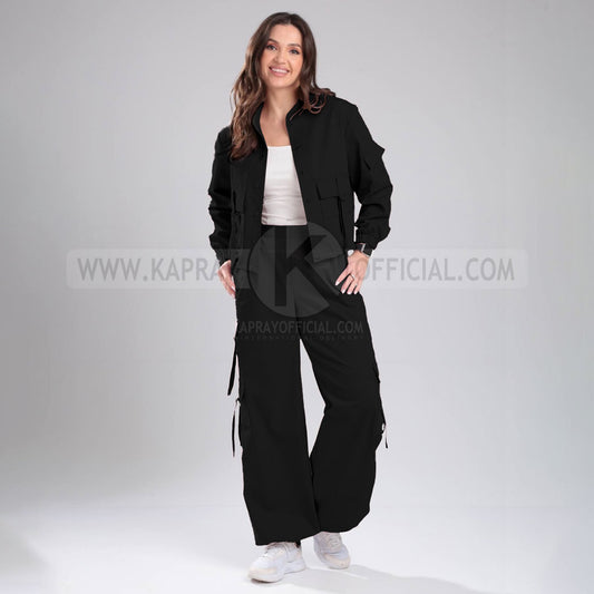 Women’s Cargo Jacket & Wide-Leg Pants Co-ord Set