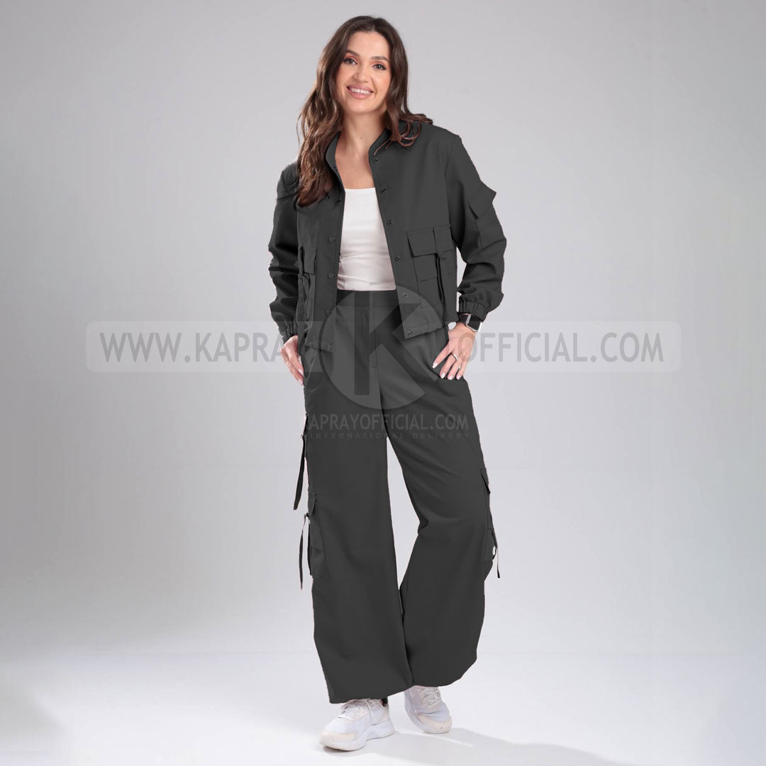 Women’s Cargo Jacket & Wide-Leg Pants Co-ord Set