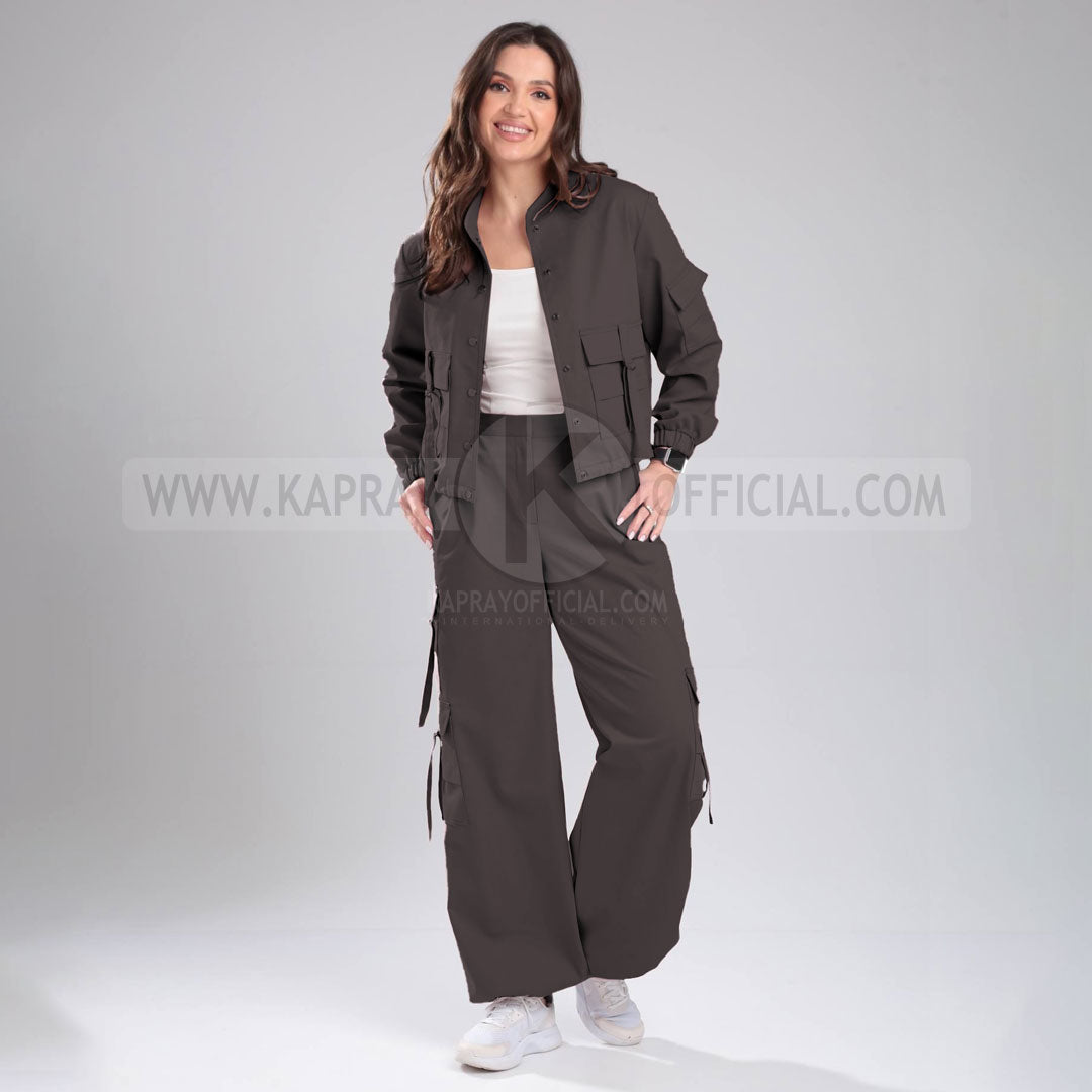 Women’s Cargo Jacket & Wide-Leg Pants Co-ord Set