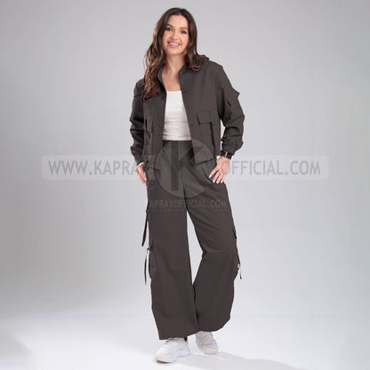 Women’s Cargo Jacket & Wide-Leg Pants Co-ord Set