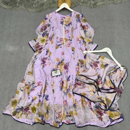 Bonanza Style 2 Piece Floral Frock with Dupatta