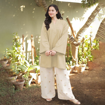 Heart Embroidered Khaddar 2-Piece Set
