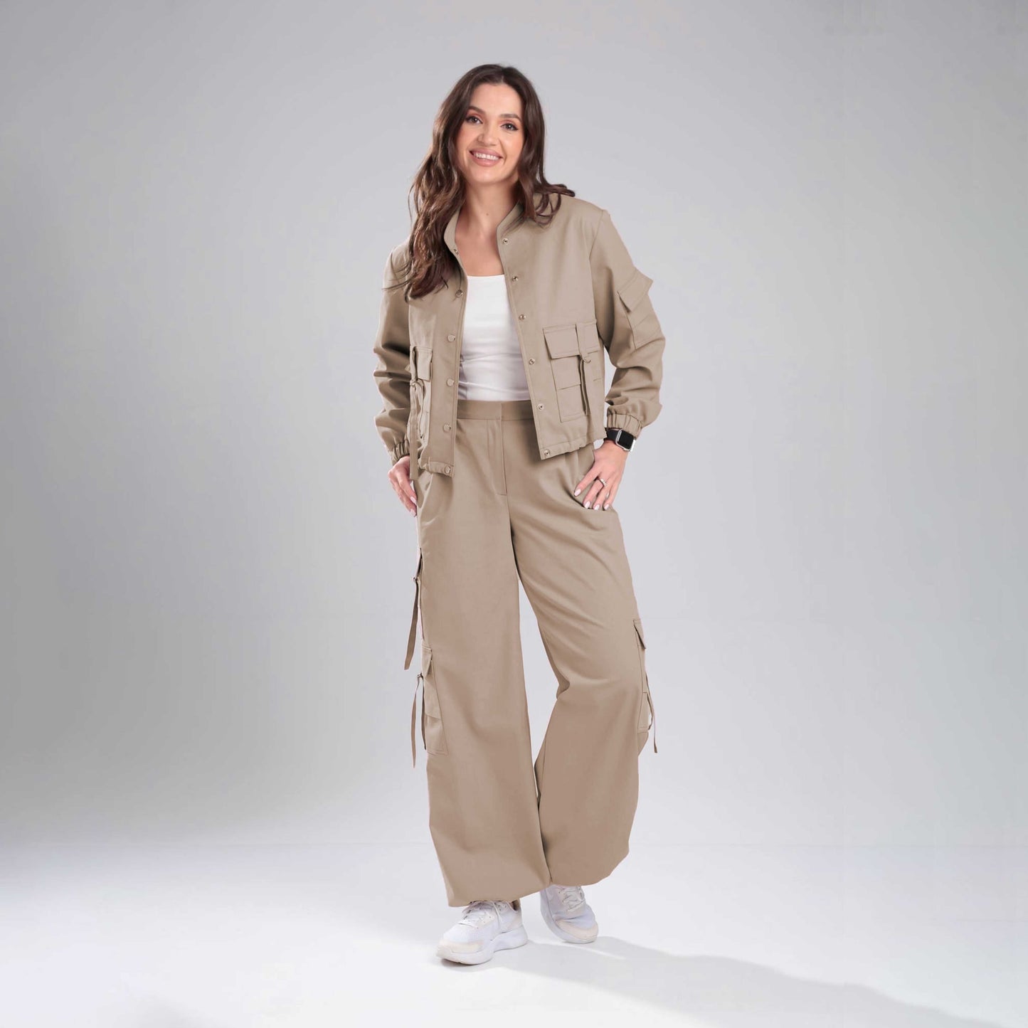 Women’s Cargo Jacket & Wide-Leg Pants Co-ord Set