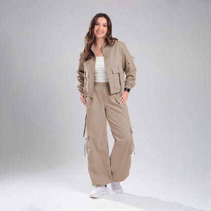 Women’s Cargo Jacket & Wide-Leg Pants Co-ord Set