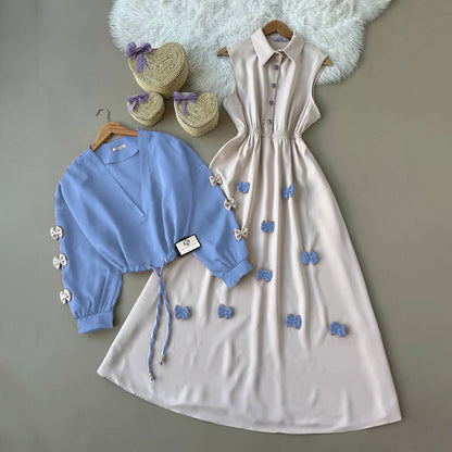 Classic Wine Bow Embellished Maxi 2-Piece