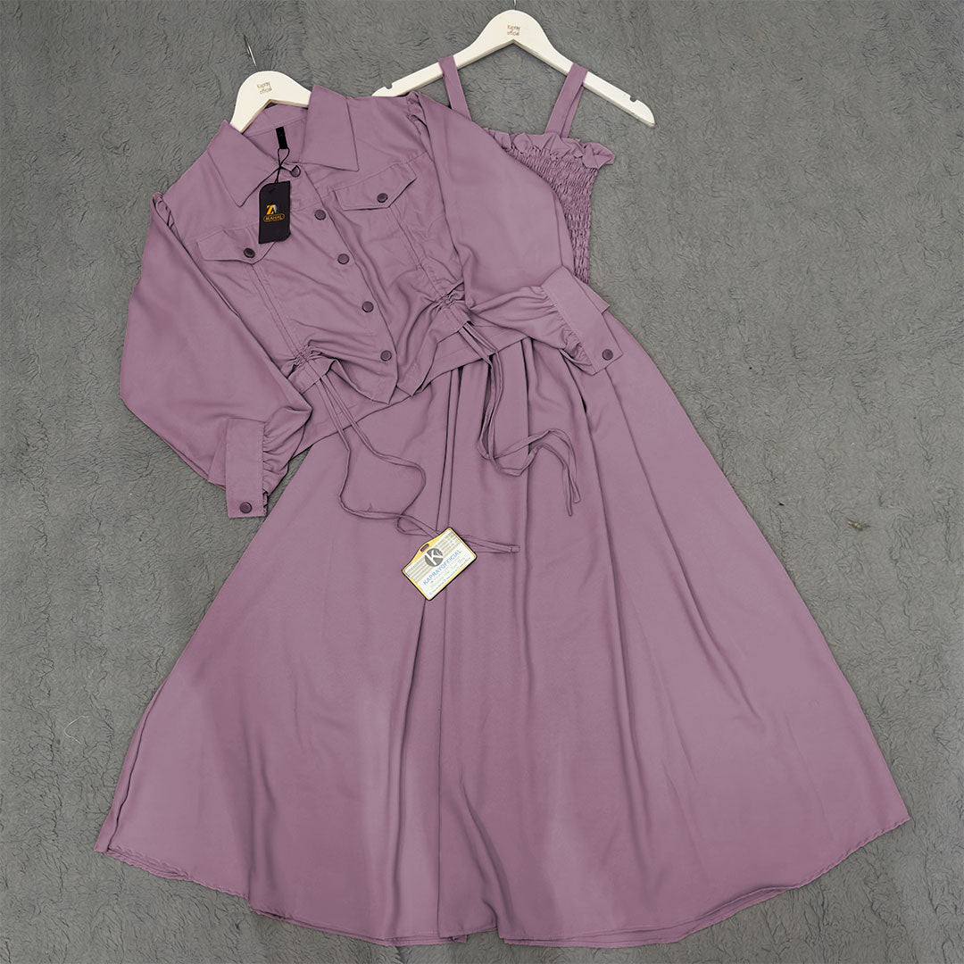 Chic 2-Piece Layered Dress with Adjustable Ribbon Style