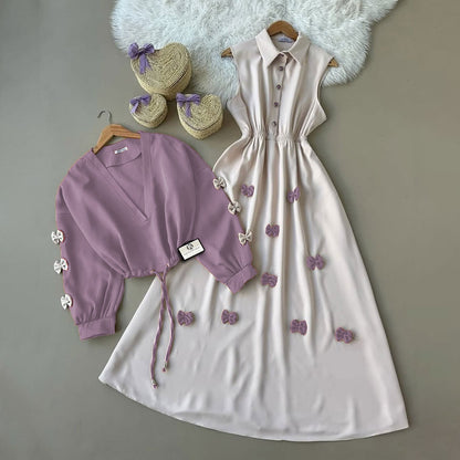 Classic Wine Bow Embellished Maxi 2-Piece