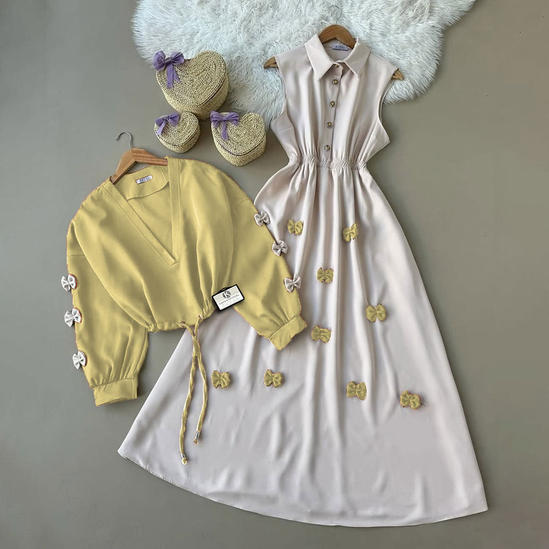 Classic Wine Bow Embellished Maxi 2-Piece