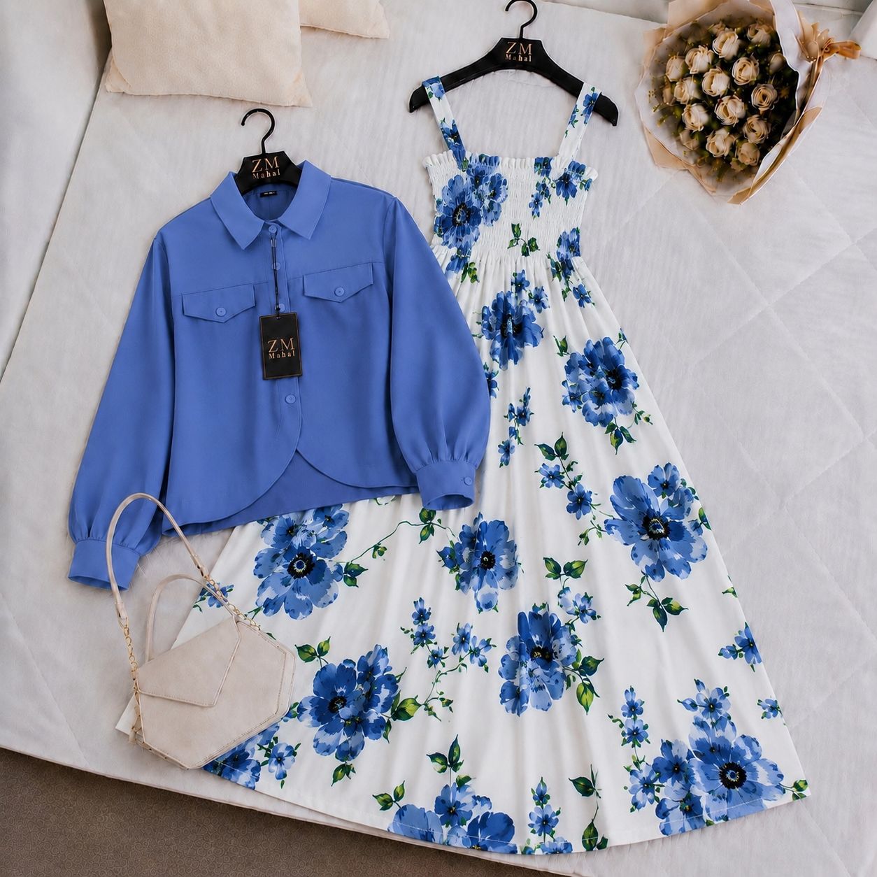 Luxe Bloom Smocked Maxi With Cropped Jacket V2