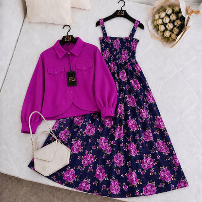 Luxe Bloom Smocked Maxi With Cropped Jacket V2