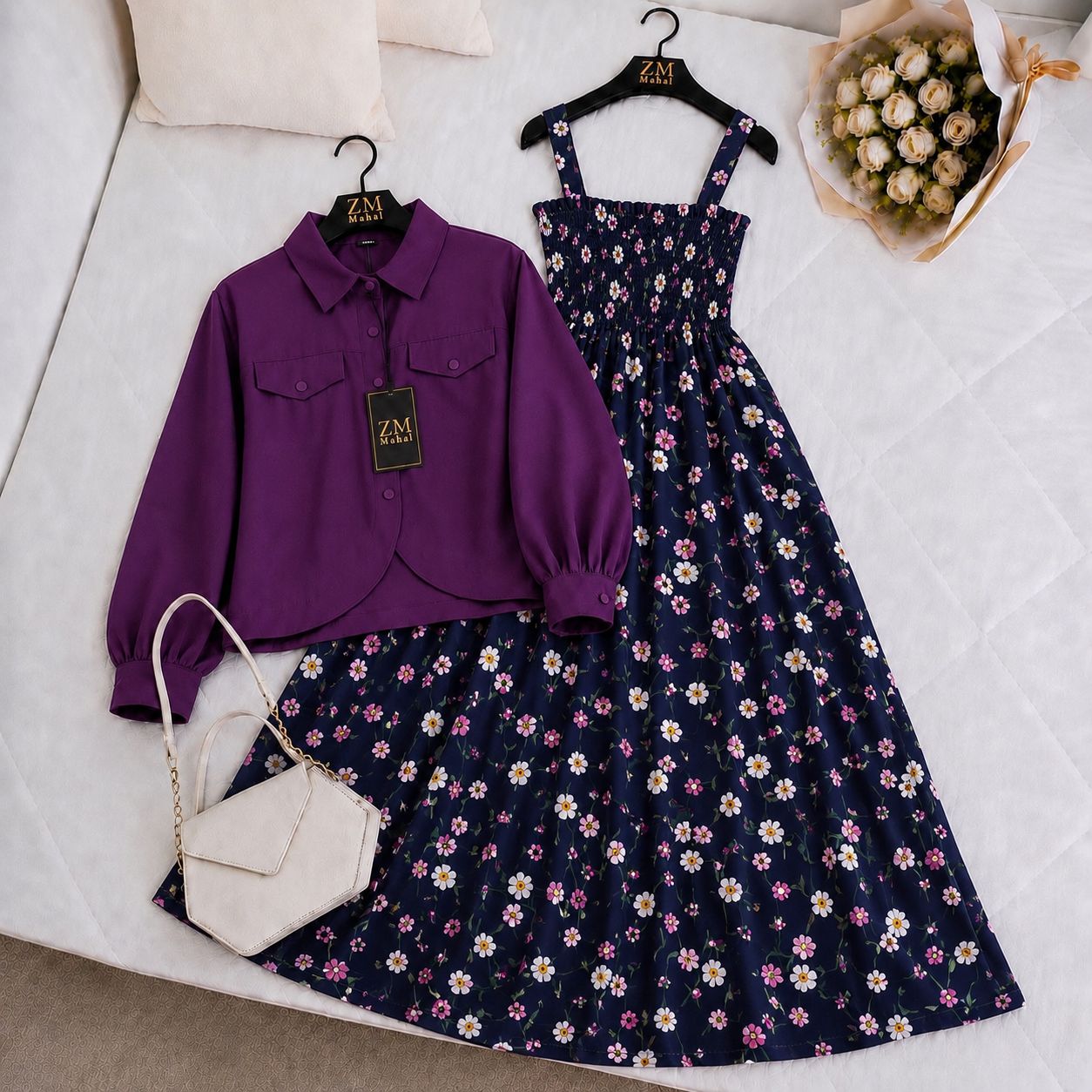 Luxe Bloom Smocked Maxi With Cropped Jacket V2