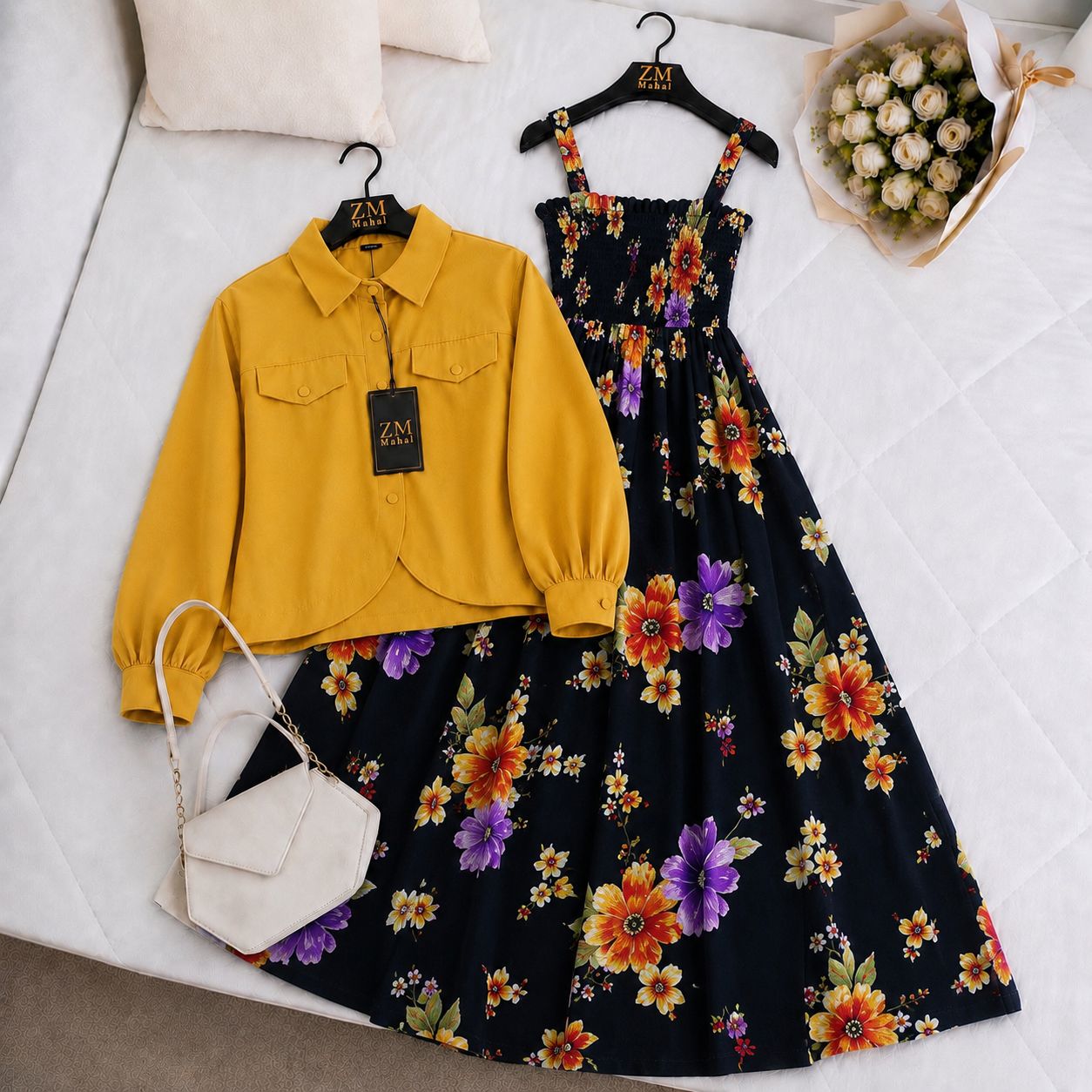 Luxe Bloom Smocked Maxi With Cropped Jacket V2
