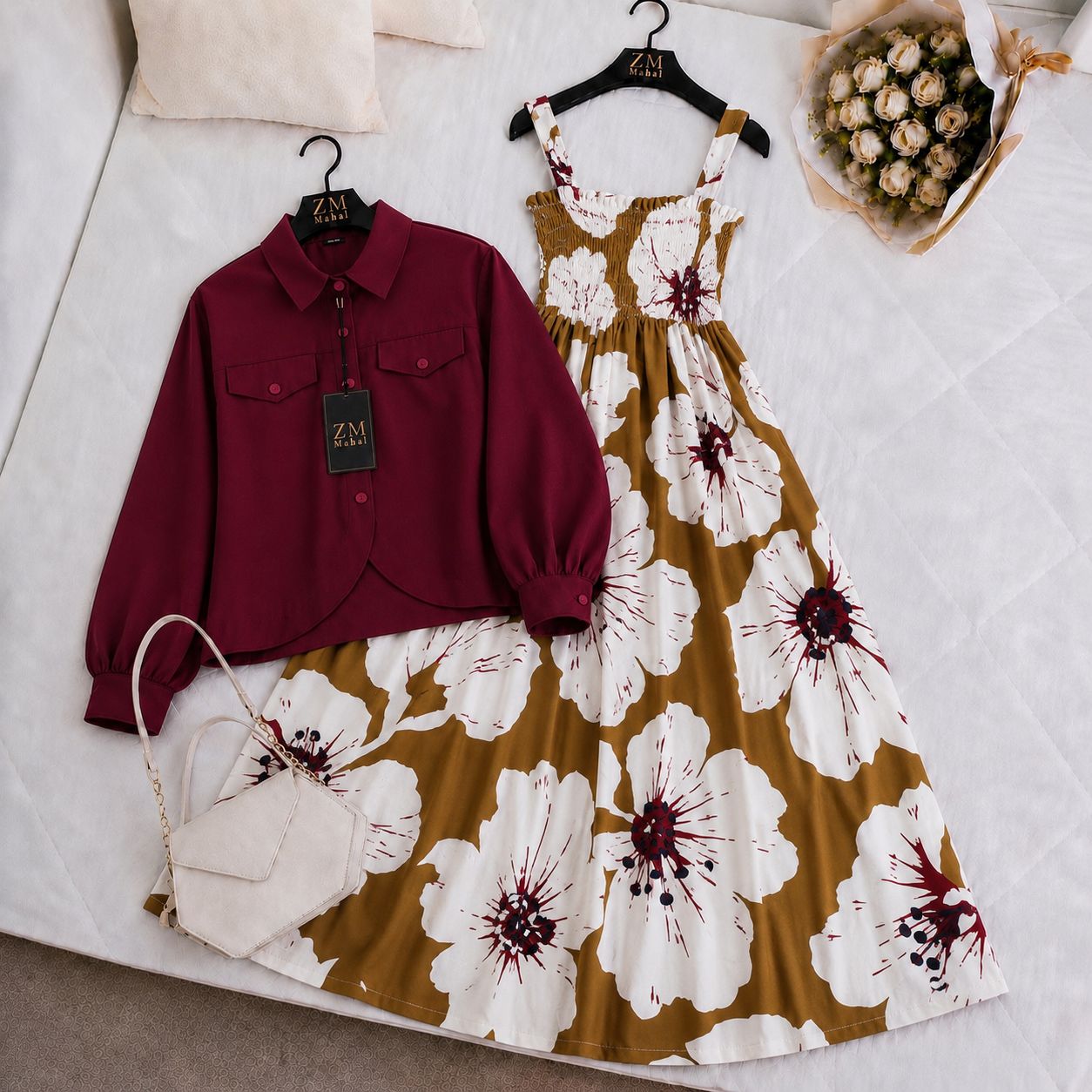 Luxe Bloom Smocked Maxi With Cropped Jacket V2
