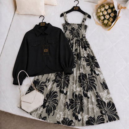 Luxe Bloom Smocked Maxi With Cropped Jacket V2