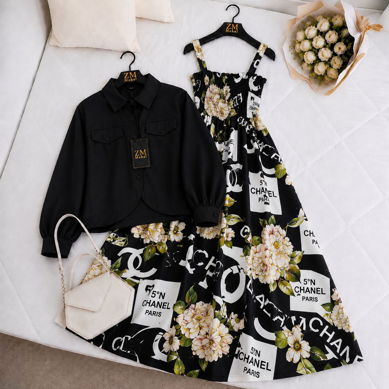 Luxe Bloom Smocked Maxi With Cropped Jacket V2