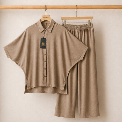Mahal Luxe Batwing Shirt & Wide-Leg Co-Ord Set