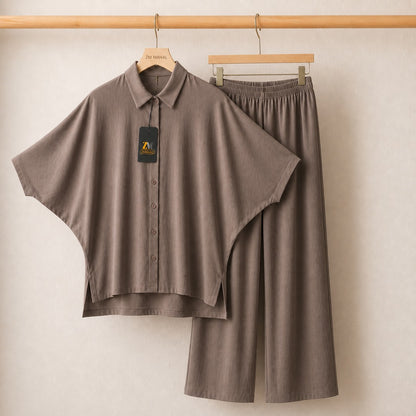 Mahal Luxe Batwing Shirt & Wide-Leg Co-Ord Set