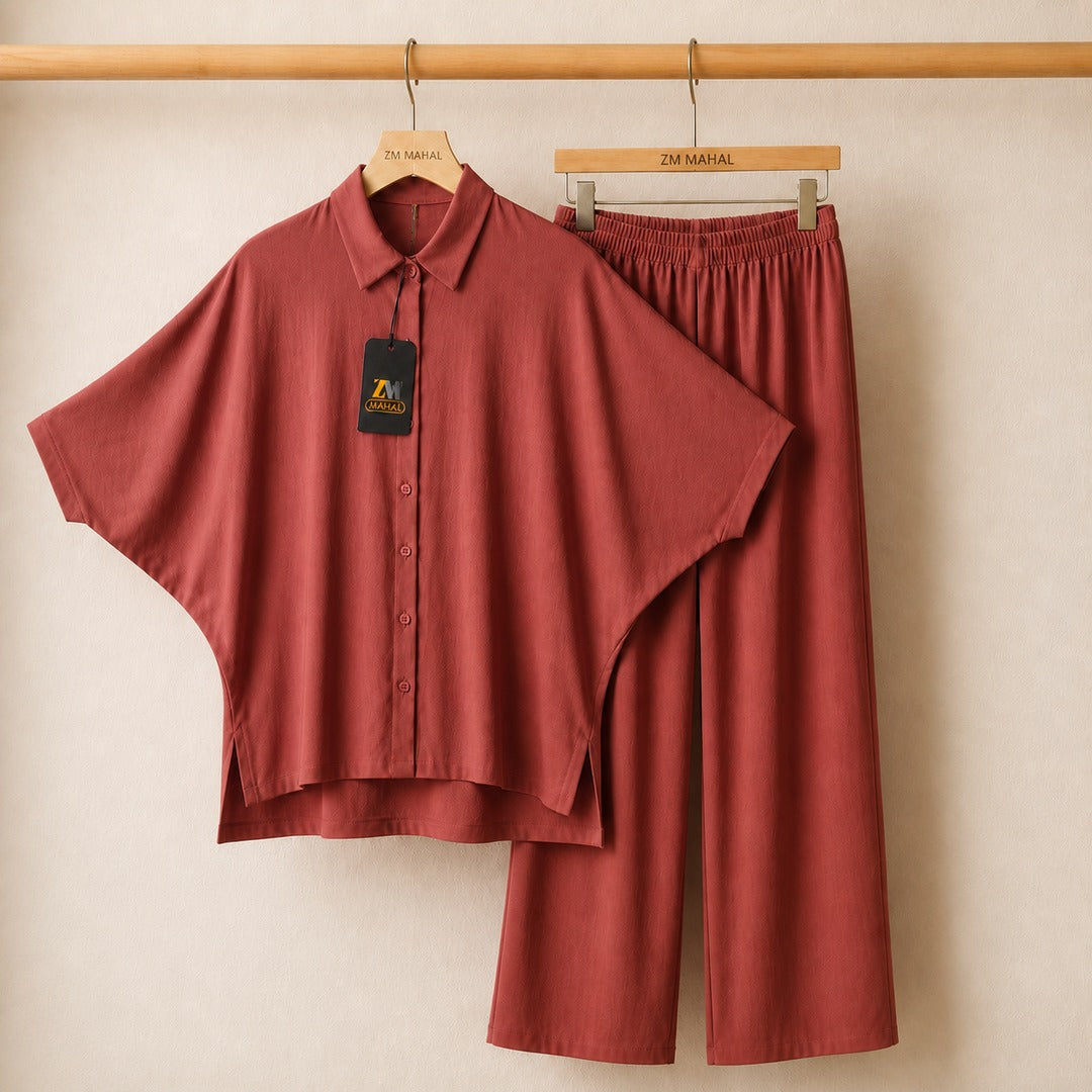 Mahal Luxe Batwing Shirt & Wide-Leg Co-Ord Set