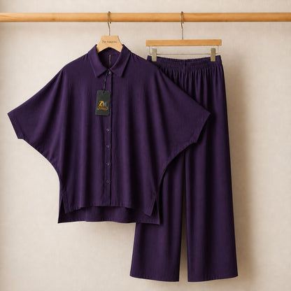Mahal Luxe Batwing Shirt & Wide-Leg Co-Ord Set