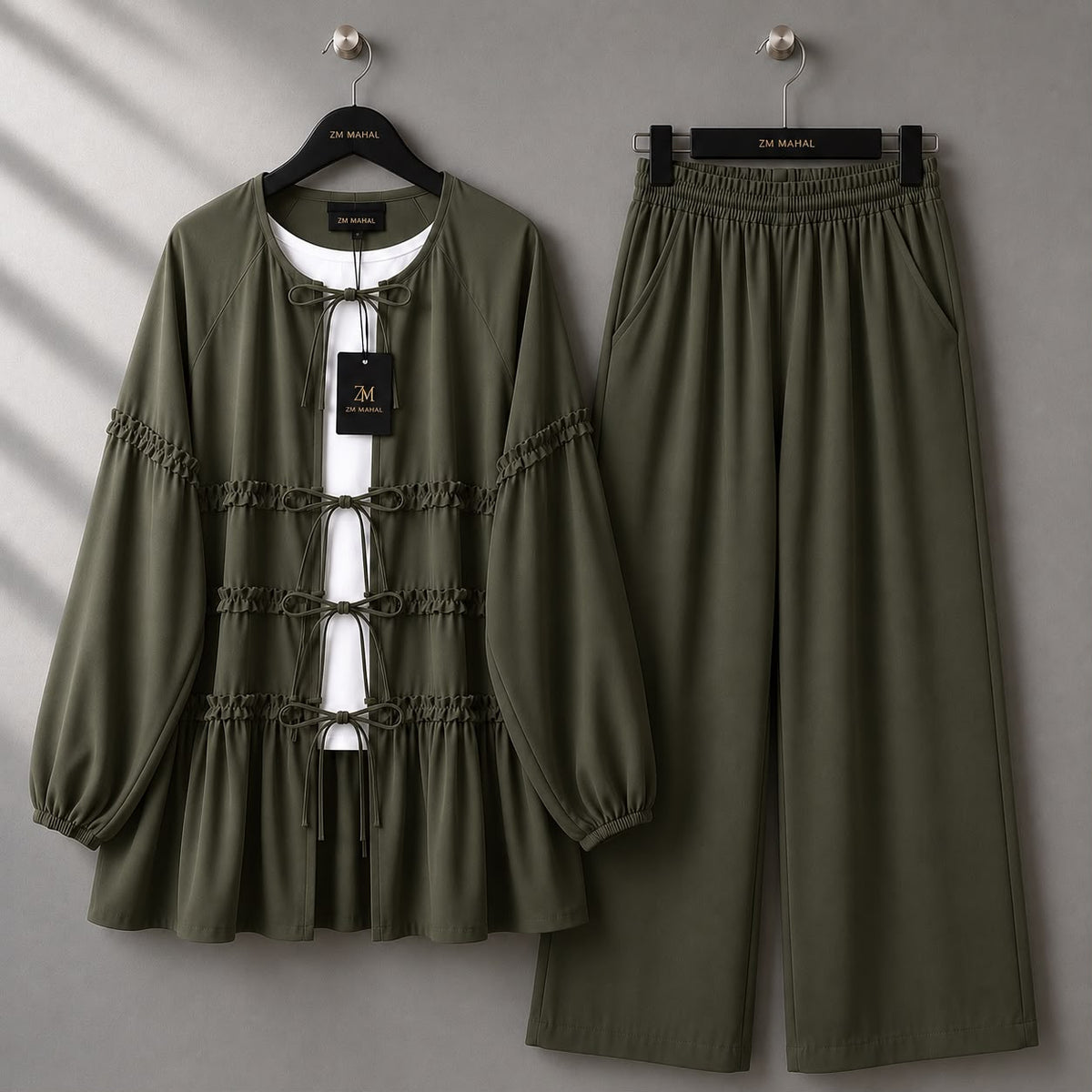 Meher Tie 3-Piece Set | ZM-017 - Olive Green, S | KaprayOfficial