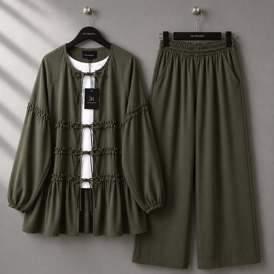 Meher Tie 3-Piece Set | ZM-017 - Olive Green, S | KaprayOfficial