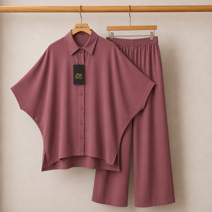 Mahal Luxe Batwing Shirt & Wide-Leg Co-Ord Set