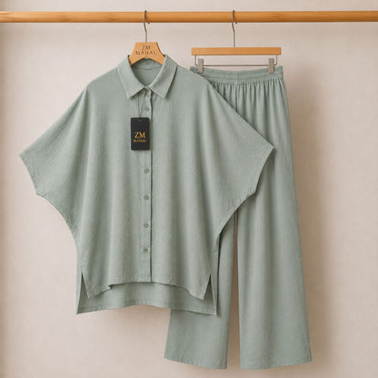 Mahal Luxe Batwing Shirt & Wide-Leg Co-Ord Set