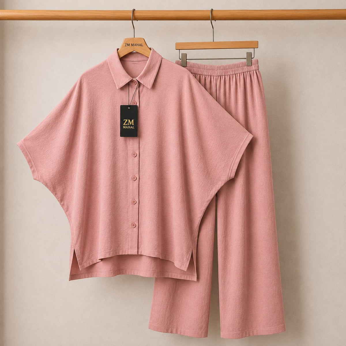 Mahal Luxe Batwing Shirt & Wide-Leg Co-Ord Set