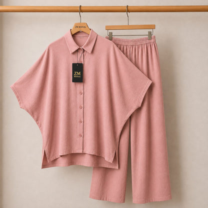 Mahal Luxe Batwing Shirt & Wide-Leg Co-Ord Set