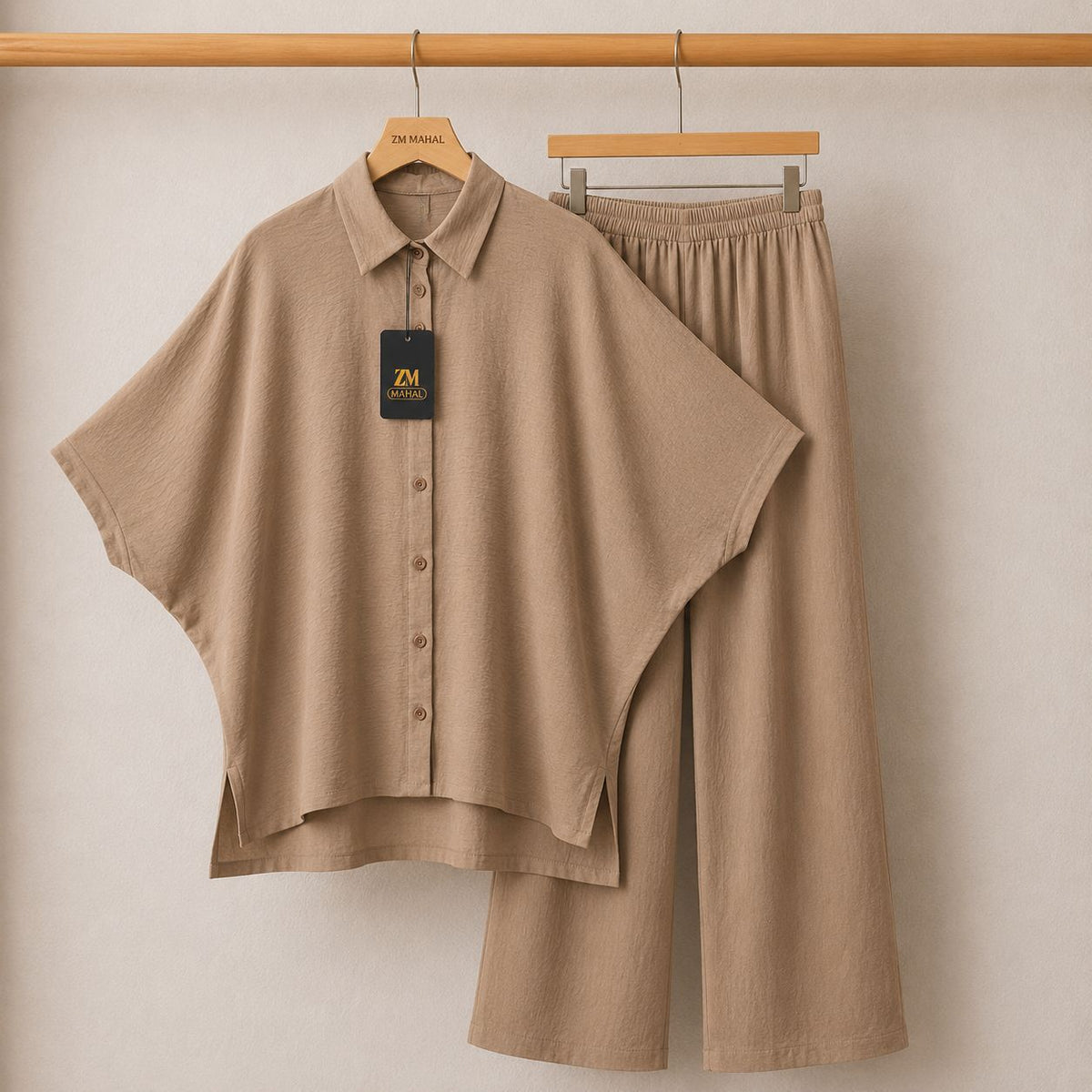 Mahal Luxe Batwing Shirt & Wide-Leg Co-Ord Set