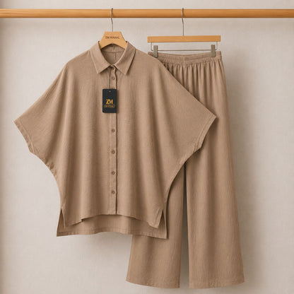 Mahal Luxe Batwing Shirt & Wide-Leg Co-Ord Set