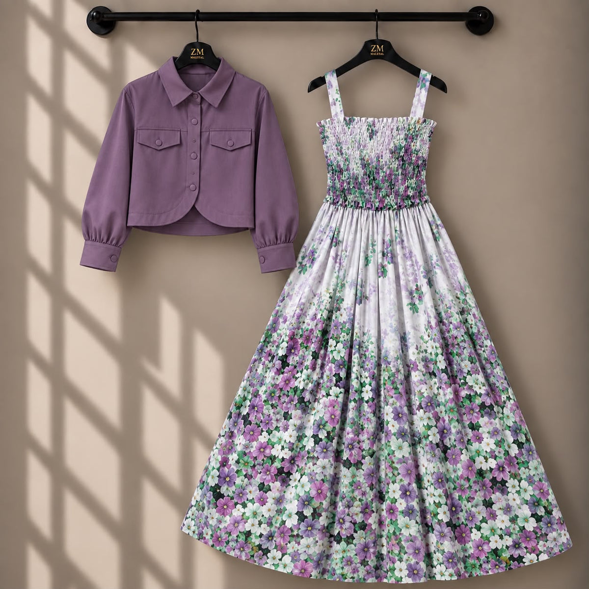 Mireya Turkish Smocked Maxi & Cropped Jacket Set | ZM-004