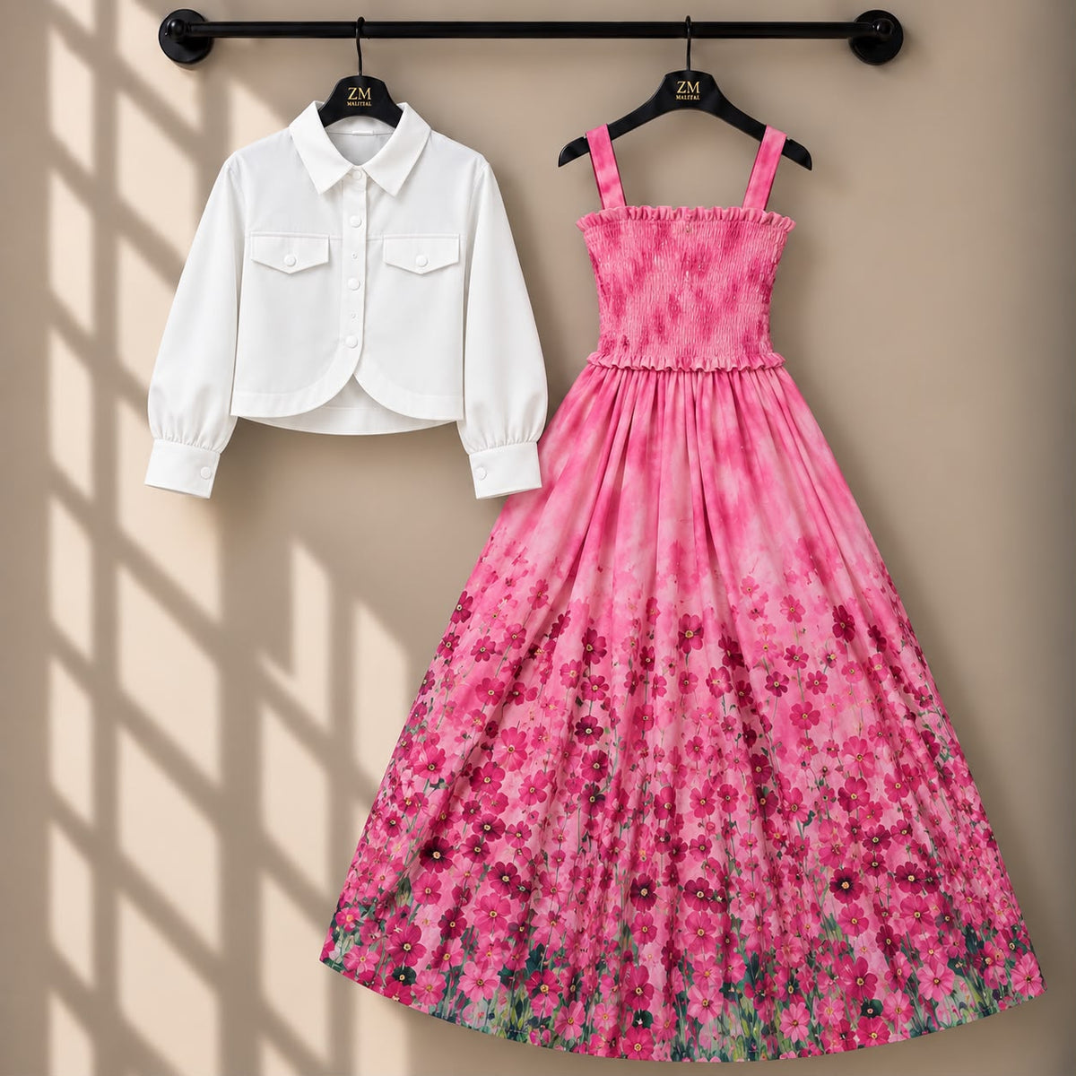 Mireya Turkish Smocked Maxi & Cropped Jacket Set | ZM-004
