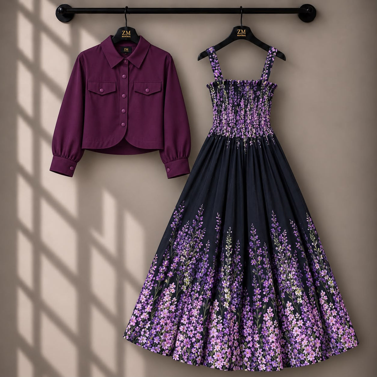 Mireya Turkish Smocked Maxi & Cropped Jacket Set | ZM-004