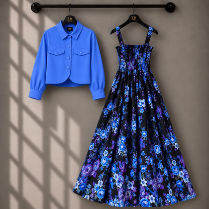 Mireya Turkish Smocked Maxi & Cropped Jacket Set | ZM-004