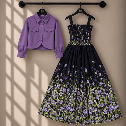 Mireya Turkish Smocked Maxi & Cropped Jacket Set | ZM-004