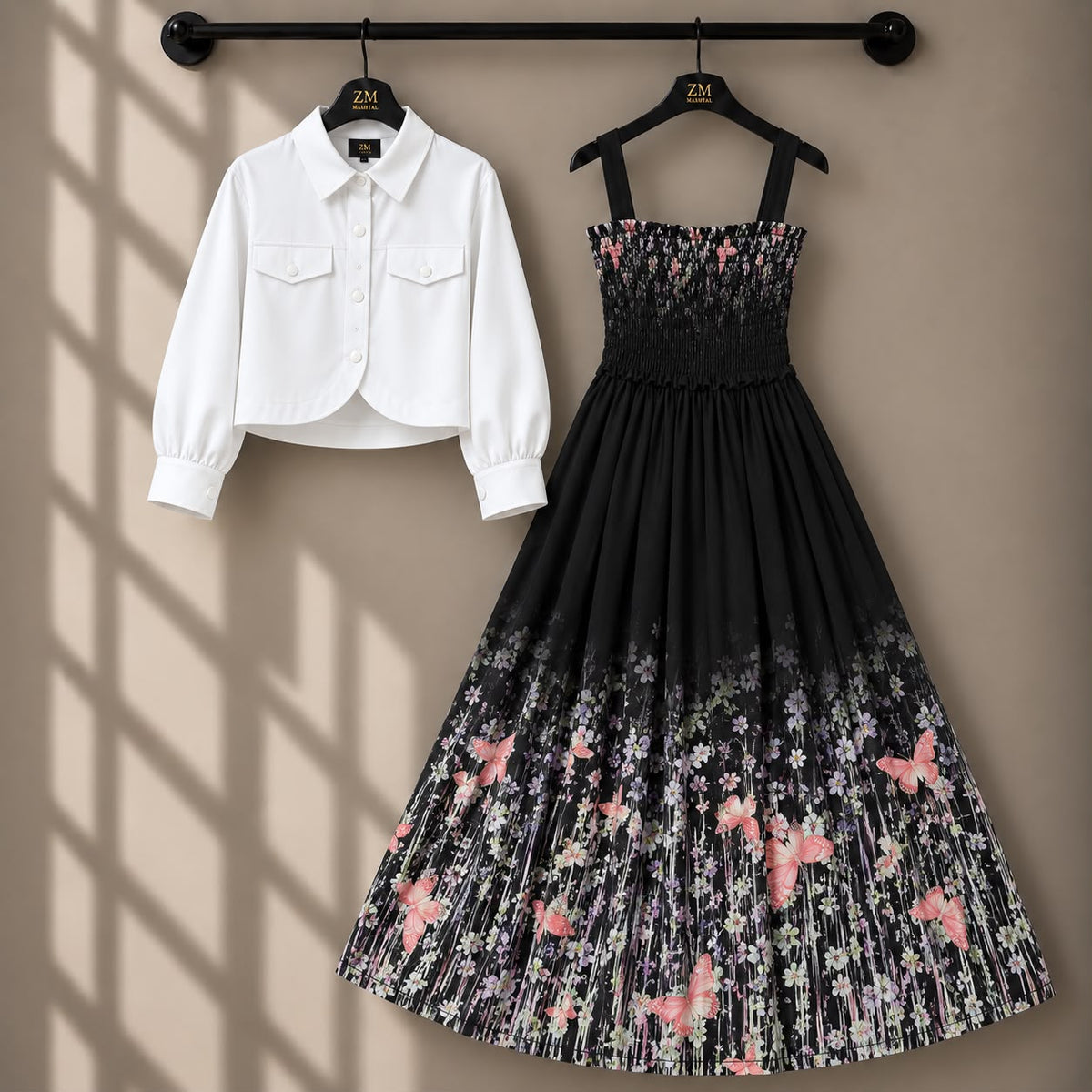 Mireya Turkish Smocked Maxi & Cropped Jacket Set | ZM-004